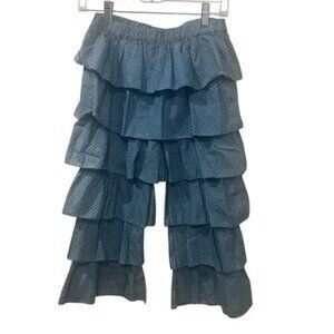 Girls Blue Ruffle Layered Pants With Polka Dot Pattern Elastic Waist Size 10/12